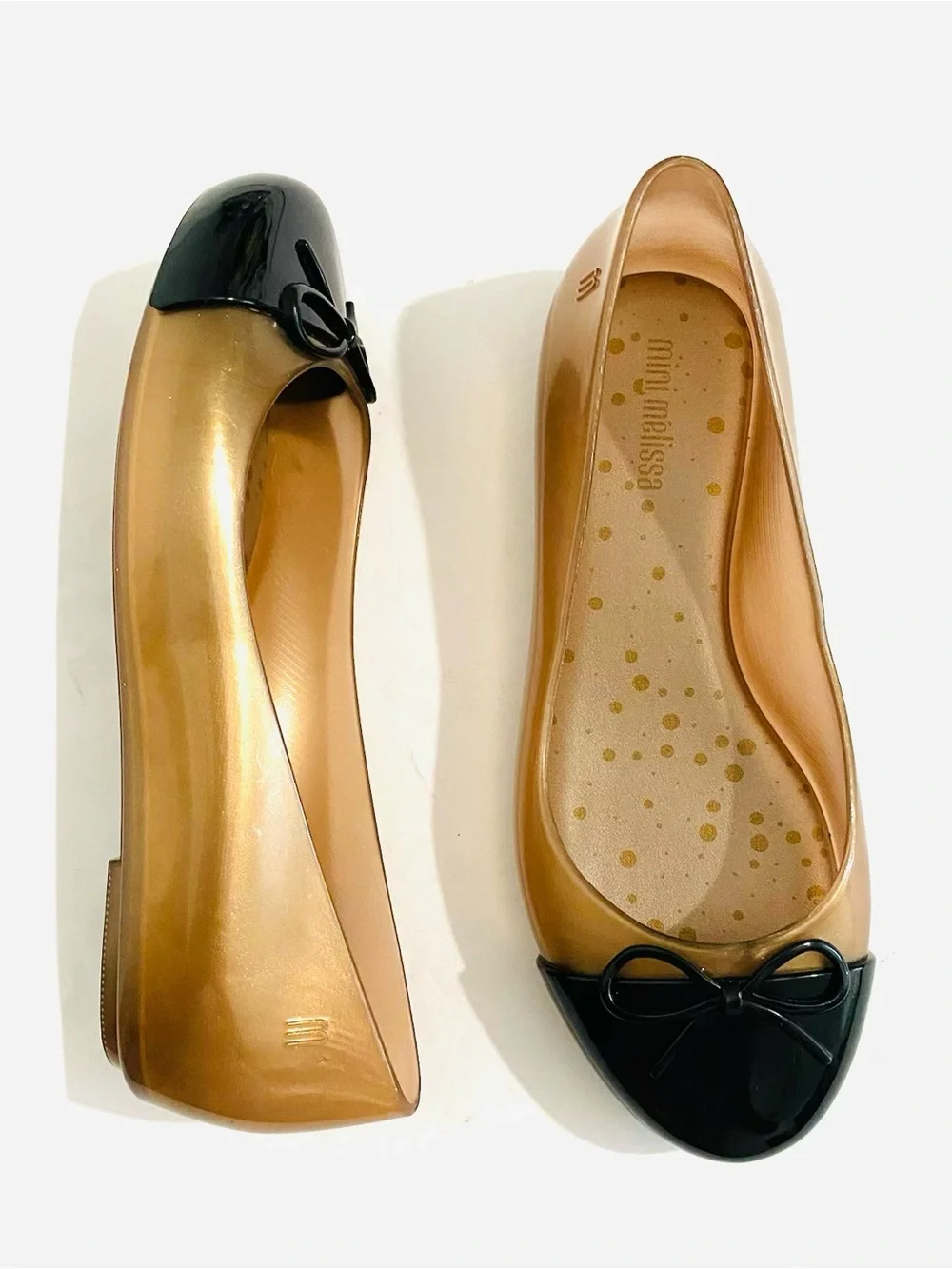 New Mini Mellisa Ballet Flats Dress Shoes Girl’s 1 Rose Black Cap Toe & Bow NWOT